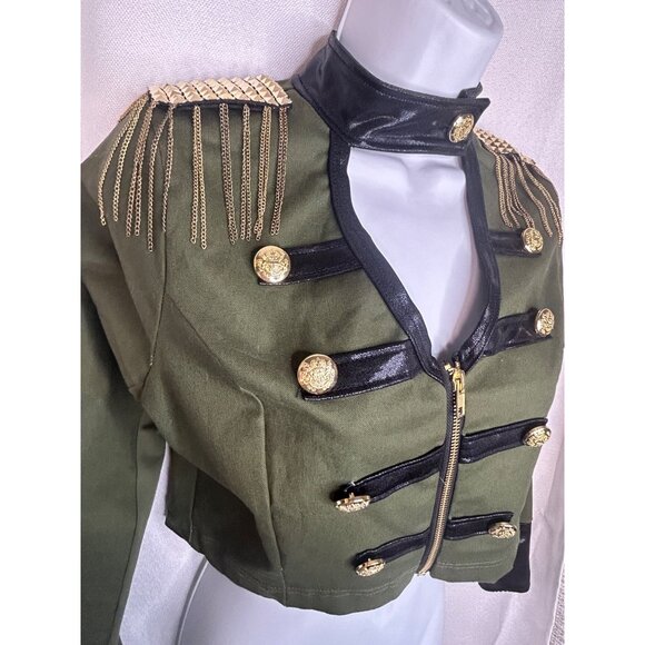 Weissman Military Style  Jacket  With Gold Stud Epaulettes & Button Details - Picture 15 of 16